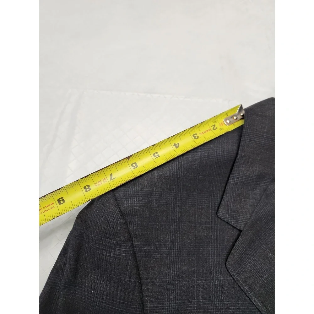 Canali Suit Mens 58L 44W Black Check Wool Super 150s 2 Piece Made In Italy